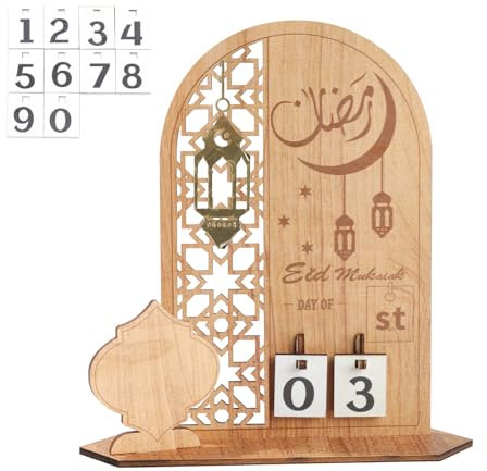 Ramadan Kalender aus Holz, Rustikaler 30 Tage Countdown Ramadan Kalender Kinder, Ramadan Adventskalender Eid, Ramadan-Kalender Elegante Mubarak Ramadan Dekoration (Dome Gate)