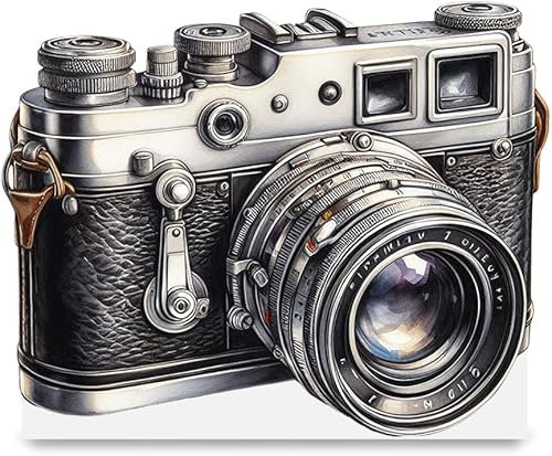 Vintage Kamera Geschenk Holzkarte - Kamera Vintage Geburtstagskarte | Retro Fotografie Deko, Fotografen Geschenk, Nostalgie Kamera Deko, Geschenk für Fotografen, Retro Deko für Zuhause