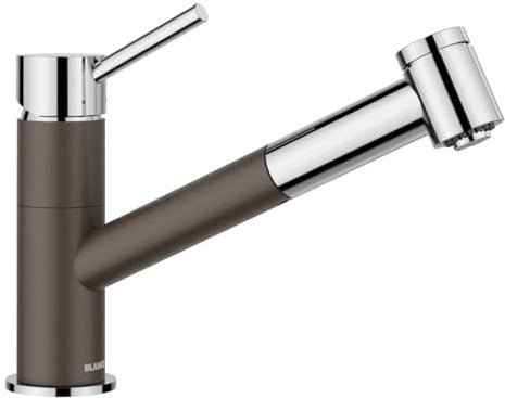 BLANCO KANO-S Vario | Küchenarmatur in cafe/chrom | Hochdruck | Mit herausziehbarem Schlauch | Rückflussverhinderer | Keramik Kartusche | mit umstellbarer Brause für einen starken Strahl