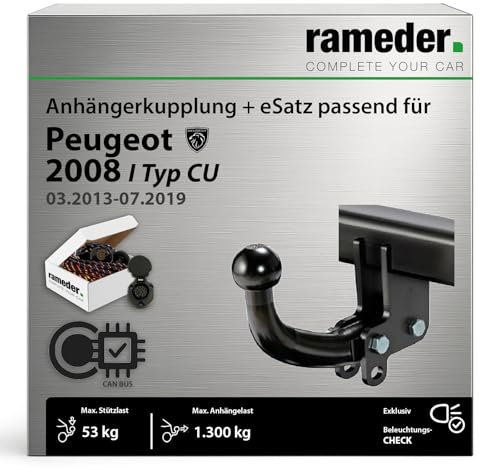 Anhängerkupplung starr Oris passend für Peugeot 2008 I Typ CU Baujahr: 2013-2019 inkl. 13 poligem spezifischen CAN-Bus Elektrosatz | rameder. Komplettsatz - ASP