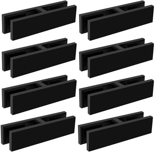 YFJBDKS 8er-Pack 180°-Glas Verbindungsklemmen, SS304 Glas-an-Glas-Doppelseitiger Geländerklemmenhalter, für 10–20 mm Dicke Glasgeländer/Poolzäune,Schwarz,15to20mm