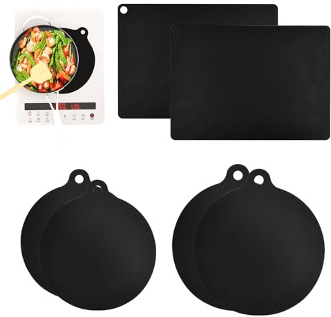 6 Stück Induktionsschutzmatte, Silikon Induktionsmatte Hitzebeständig 240°C Abdeckung Induktionskochfeld Ölbeständig Kochfeld Abdeckung Universelle Induktionskochfeld Schutzmatte (22cm 24cm 35x25cm)