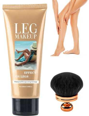 Wasserfest Bein-Make-up ohne Übertragung mit Extra großer Körper Make-up-Pinsel, Tattoo Abdecken für Krampfadern/Narben, Skin Perfecting Body Foundation, Gleicht den Haut aus (#02)