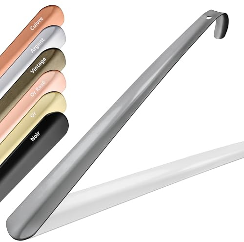 JK Trade® 42cm STABILER Edelstahl Schuhlöffel Lang | 2mm polierter Metall Schuhanzieher Lang zum Stehen | Schnell & Einfach | optimierte Länge & Breite | Shoe Horn | Aufhängbar