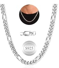 MOROTOLE Sterling Silber Figaro Ketten Halsketten für Männer Breite 5mm Diamantschliff Figaro Link Kette 18/20/22 Zoll