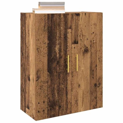 vidaXL Wall Cabinet Old Wood 69.5 x 34 x 90 cm Engineered Wood, Stylish Living Room, Rectangular Storage Cabinet, Wall-Mounted Unit, Durable Home Furniture, Minimalist Design Organizing