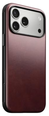 NOMAD Modern Leather Case For iPhone 17 Pro Max Made Of Polycarbonate And Genuine Leather MagSafe Compatible Burgundy Horween