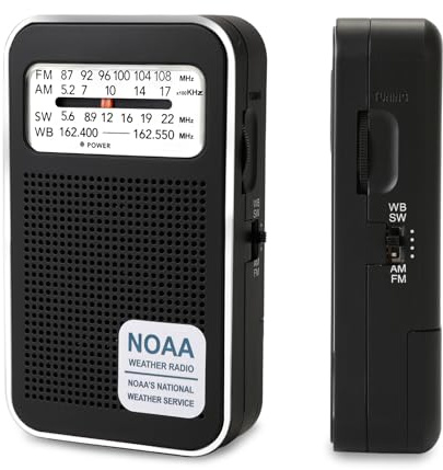 4 Bands AM FM SW WB Emergency Weather Radio, Transistor Radio for Survival | Dual Power Rechargeable & AA Battery Operated, Portable Radio with DSP Chip Strong Reception & 3.5mm Earphone Jack