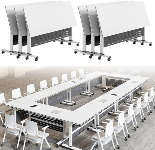 WANGJIANPENGPL 6pcs Besprechungstisch, Konferenztisch mit Feststellbaren Rollen, Klappbarer Büro Tisch, für Büros, Besprechungsräume und Klassenzimmer(120x60x75cm/47x24x29in)