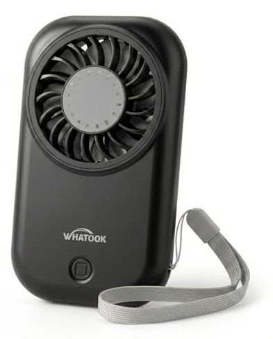 WHATOOK Mini Handventilator: 56g Ultra-Leicht Tragbarer, 11000 U/min Starker Handlüfter mit 5 Geschwindigkeiten, USB-C Wiederaufladbar Taschenventilator für Reise & Unterwegs, Make-up, Schwarz