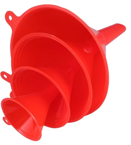 NUOBESTY 2 Sets 8pcs Plastic Funnels Kit Pp Fuel Filling Funnel for Car Motorcycle Oil Kitchen Use with Slant Spout, Multi-purpose Liquid Decanting Tool Random Color