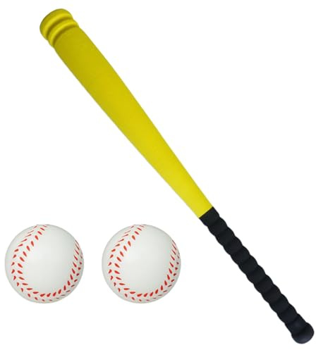 FewNvWa 2 Stück Baseball Kinder Schlagballset Trainingsspielzeug Spielzeug Baseballschläger Aus Eva für Familienspiel Freizeitaktivitäten Geschenk, gelb 54cm