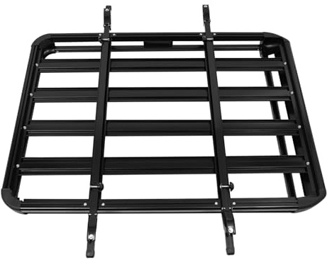 140cm Universal Auto-Dachkorb aus Aluminium & Eisen, Verstellbarer Dachständer bis 150kg Tragkraft, Schwarz Gepäck-Laderträger für SUV mit Dachträger, Für Reise Camping Outdoor Transport (140cm)