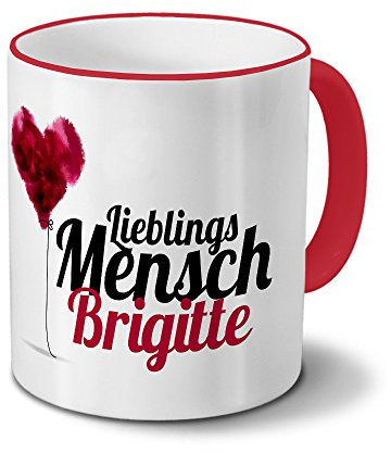 printplanet Tasse mit Namen Brigitte - Motiv Lieblingsmensch - Namenstasse, Kaffeebecher, Mug, Becher, Kaffeetasse - Farbe Rot