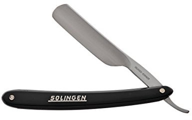 OTTO HERDER RASIERMESSER - Rasiermesser 13 cm aus Solingen Wiener Schaber 3/8 hohl geschliffen mit halbrundem Kopf und schwarzen Kunststoffschalen