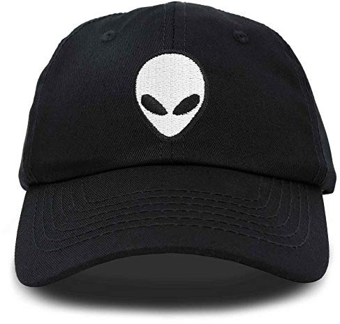 DALIX Alien Head Baseballmütze für Herren und Damen, Schwarz Weiß, Einheitsgröße
