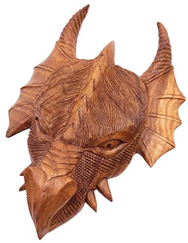 Windalf Drachenkopf FAFNIR 35 cm Wand Deko Glücksdrache Handarbeit Holz