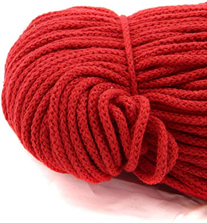 NTS Nähtechnik Cordoncino decorativo in cotone da 100 m e 4 mm di larghezza, con anima in poliestere, di colore rosso 4