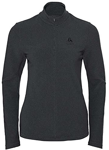 Odlo Damen Langarm Shirt mit Reißverschluss ROY, shale grey - black stripes, M