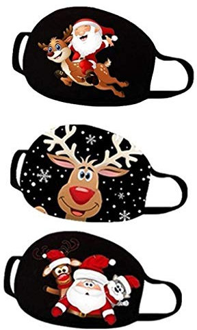 Lulupi Mundschutz Multifunktionstuch Weihnachten Waschbar Maske Lustig Weihnachtsmotiv Mund und Nasenschutz Baumwolle Rentier Elch Motiv Mundbedeckung Weihnachts Halstuch Schals für Herren Damen