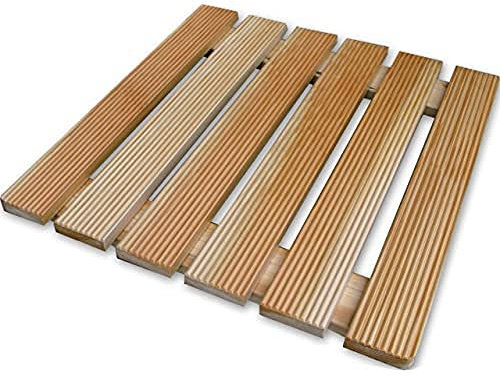 Castelmerlino Caillebotis de Douche en Lattes de mélèze vissées 49x49 cm pour receveurs de Douche 70x70 cm