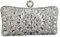 Boutique De FGG Perlenverschluss Kristall Clutch Taschen für Frauen Abendtaschen Hochzeitsfeier Strass Clutch Tasche, Klein, Silber