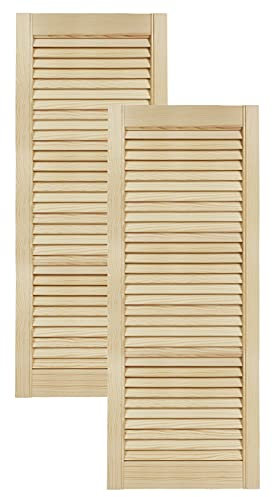DecoMeister Lamellentüren aus Holz Massivholz Lamellentür Holztür Schranktür mit offenen Lamellen für Kleiderschrank Möbelfronten 394x993 mm 2-er Pack