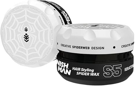 NISHMAN Aqua Spider Wax S5 – Keratin White 150g – Kokos Duft – Starker Halt & Glänzendes Finish Haarwachs für Männer, Flexibles Styling für Alle Haartypen
