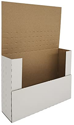 CH-BOX 50 Pack DVD Box Mailers, 19x14x5 cm (7.5x5.5x2'') Small Cardboard Postal Boxes, Height Adjustable Corrugated Mailers for Shipping Mailing Packaging, White (EM752)