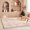 Nazar Tapis Berbere Salon, Tapis Berbere a Franges, Tapis Shaggy, Tapis Berbere Multicolore, Motifs Losanges géométriques, Lavable, Moelleux, Poils Longs, Tapis Berbere (200x290 cm, 3110 Rose)
