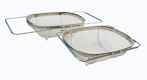 SAMMART Expandable Over The Sink Oval Colander/Mesh Strainer Basket (2)