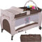 tectake® Kinder Reisebett höhenverstellbar mit Babyeinlage und Transporttasche, 132 x 75 x 104 cm, Braun