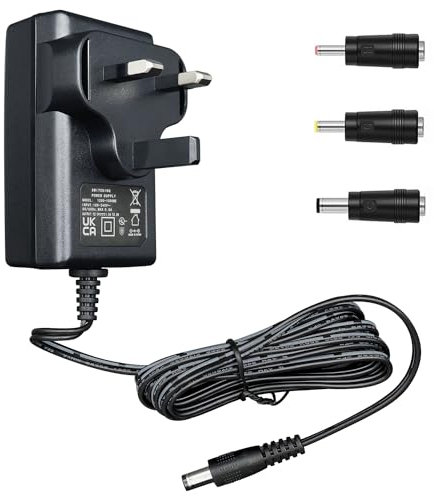 ANLINK 12V 1A/1000mA Power Supply Adapter, AC 100-240V 50/60Hz to DC 12V 1A/1000mA 12W Wall Charger, Center Positive, 1.8M 20AWG Long Cable for Stable and Flexible Use, 3 Tips Included