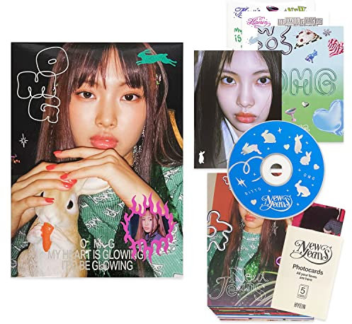 NewJeans - 1st Single [OMG] (Message Card Ver - HYEIN Ver) Out Box + Message Cards + Photobook + Lyrics + CD + Photocards + Sticker + 1 PVC Card