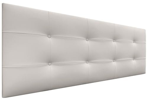 DHOME Kopfteil Capitone gepolstert Kunstleder oder Stoff Acualine 8cm Dicke New Range Farben Bett Kopfteil gepolstert Bettzeug Schlafzimmer (Kunstleder Weiß Knochen, 160x60cm (150/160))