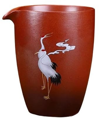 Taza de té de cerámica japonesa Gong Dao Bei, taza de té de porcelana con patrón de grúa china Cha Hai, taza de té Kung Fu, jarra de té retro cambiada al horno (rojo)