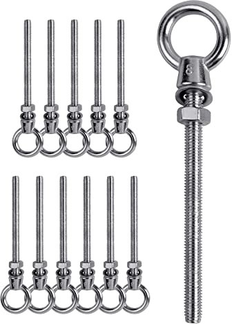 LALAGO 12 PC. Golfari Bullone a occhiello, Golfari M8 x 80 mm in acciaio inox 304, Ganci a vite Golfari M8, Bulloni di Vite