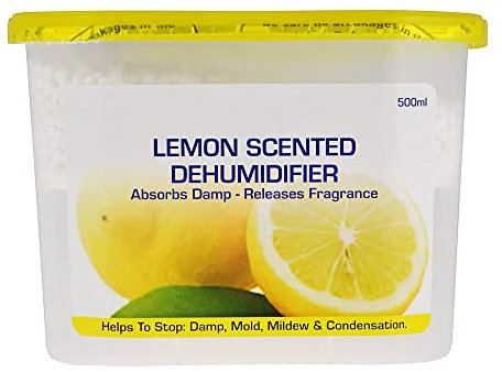 Scented Dehumidifier 500ml Condensation Remover Moisture Absorber Dehumidifiers for Damp, Mould, Moisture in Home, Kitchen, Wardrobe, Bedroom, Caravan, Office, Garage, Bathroom, Basement (24, Lemon)
