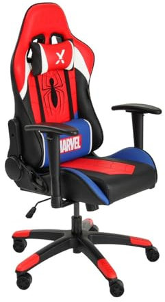 X-Rocker Junior Icon Marvel Official Spider-Man Gaming Chair, Red, Contemporary, Armless, Foam Seat, Indoor Use, Designed for Children