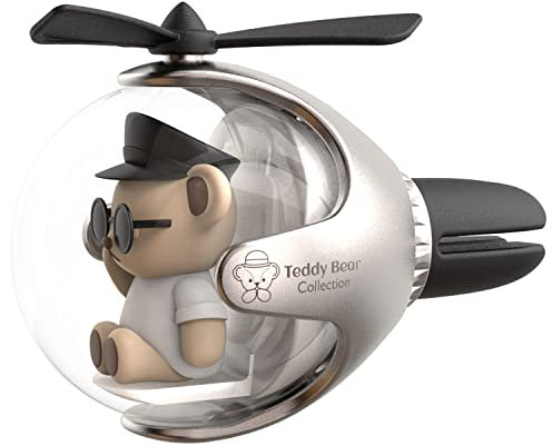 Helicopter Bear Pilot Car Air Freshener (Silver)