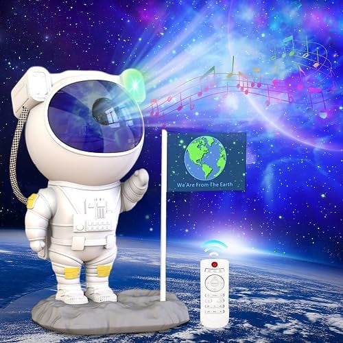 Qxmcov Proiettore Stelle Soffitto, Astronauta Proiettore Cielo Stellato Luce Notturna con Nebulosa, Timer e Telecomando, Proiettore Galaxy Astronauta Lampada Stellata per Bambini Adulti Regalo Natale