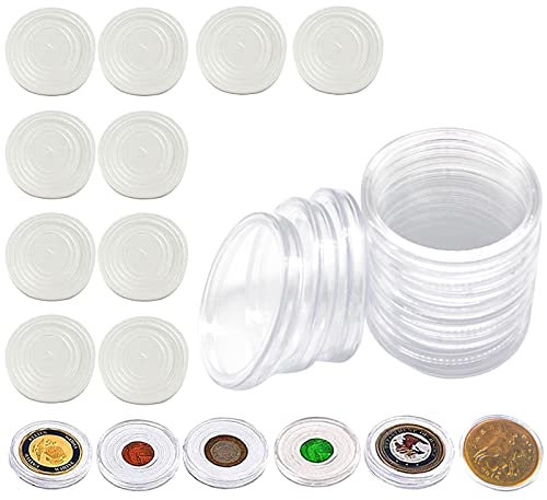 BLMHTWO 10 Pieces Coin Holder 46mm Coin Capsule Coin Case with Foam Gasket Storage Professional Silver Dollar Coin Holder Container for Collectors Silver Coin Collection Supplies Fit 6 Sizes
