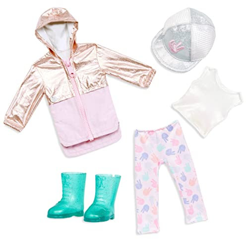 Glitter Girls – Glitter Girls – Outfit for 14-inch Dolls – Shimmering Jacket & Ball Cap – Rain Boots, Leggings & Top – Toys for Kids 3 Years+ – Peace & Love
