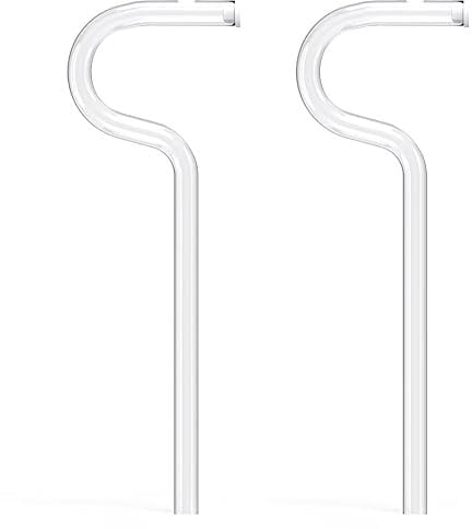 Giozoc Reusable Glass Anti Wrinkle Straw, Flute Style Design Reusable Glass Straw, 2 Pcs Lip Straw for Wrinkles, Clear Transparent