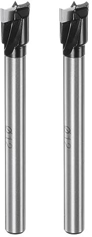 sourcing map 2 brocas Forstner de 12 mm K30/C1, punta de carburo de tungsteno, vástago redondo, cortador de abridor de brocas Forstner para perforación de agujeros de bisagra, carpintería