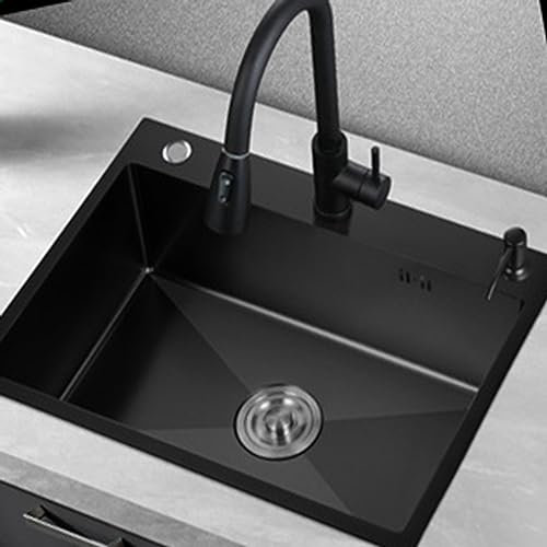 Fregadero de Cascada para Cocina, Fregadero Integrado de Acero Inoxidable 304 con Grifo extraíble, Lavabo para Verduras y Fregadero para lavavajillas (600x450mm)