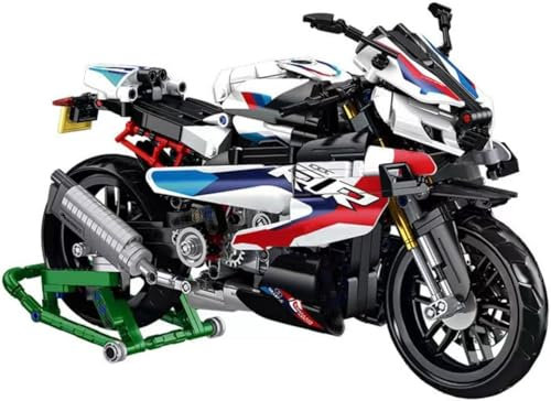 Pasyru Technik Motorrad für BMW S1000RR, 912 Teile Technik Rennen Motorrad Bausteine Bauset, MOC Klemmbausteine Supermotorrad Modell für Kinder Erwachsene (672004)