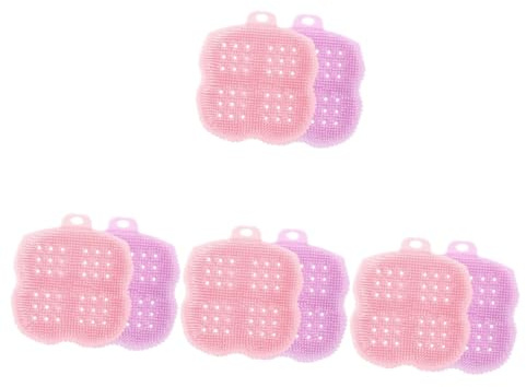 LALAFINA 8pièces Silicone Body Scrubber Brosse Exfoliante Silicone Pour Et Massage Et Nettoyage Pratique Rose