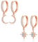 Loutade Silver Drop Hoop Earrings for Women, 2 Pairs 925 Sterling Silver Moon Star Dangle Hoop Earrings Set, Dainty CZ Drop Huggie Cartilage Rose Gold Sleeper Hoops Earrings with Moon Star Dangling