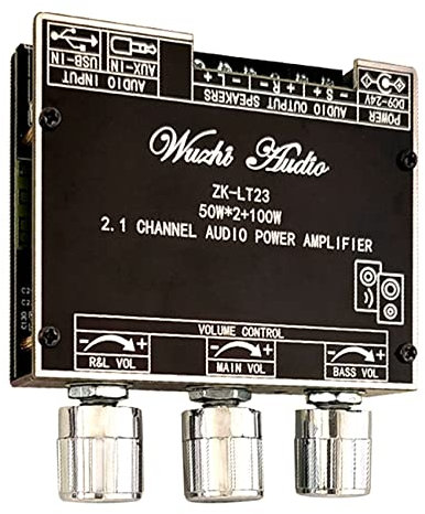 Yuattory -LT23 MóDulo de Placa de Amplificador de Audio Bluetooth de 2,1 Canales 50W + 50W + 100W Subwoofer TWS Placa de Audio InaláMbrica Verdadera DC9-24V